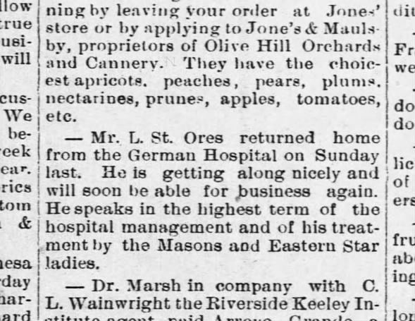 Hospital l st ores 1893